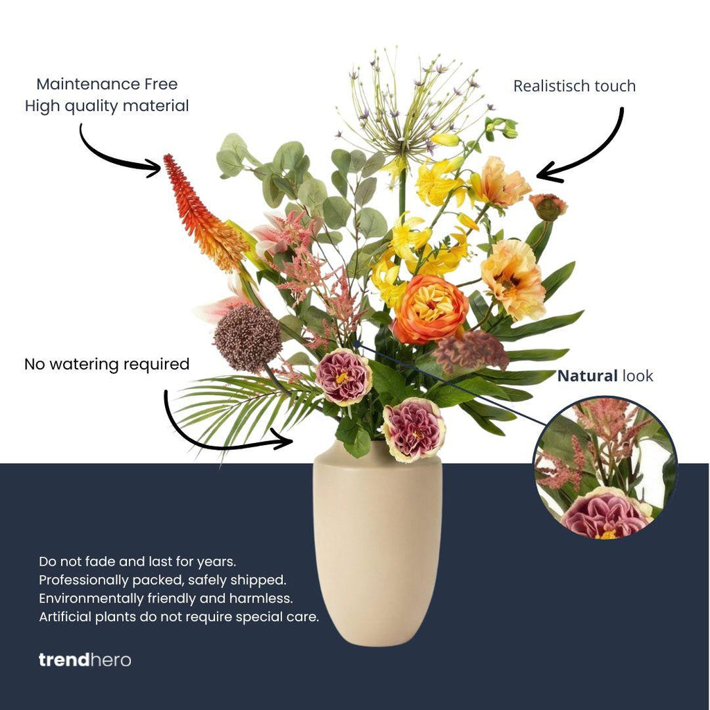 Kunstbloemen boeket - Tropical Chic Deluxe - Real Touch - 13 stelen - ↑ 105 cm