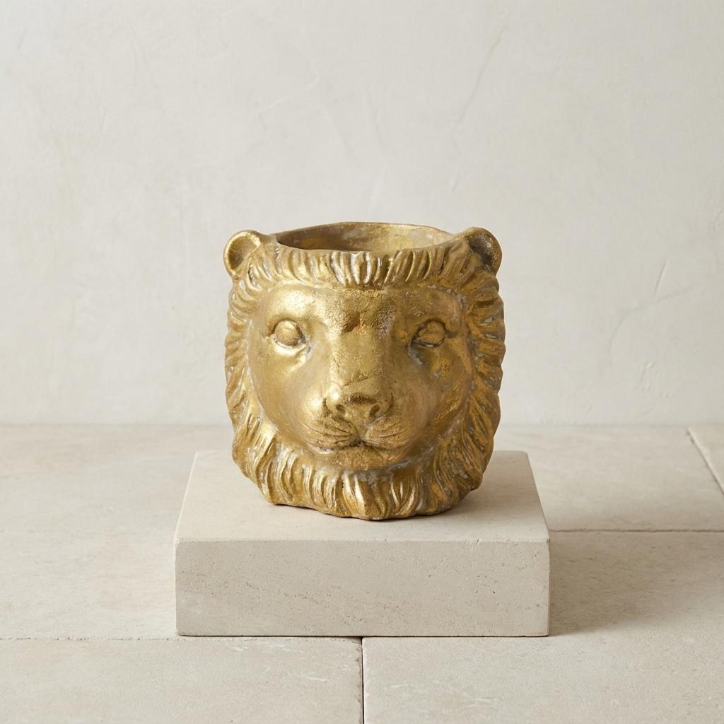 Planter Leeuw D11/13x10cm - Goud - D11/13x10cm