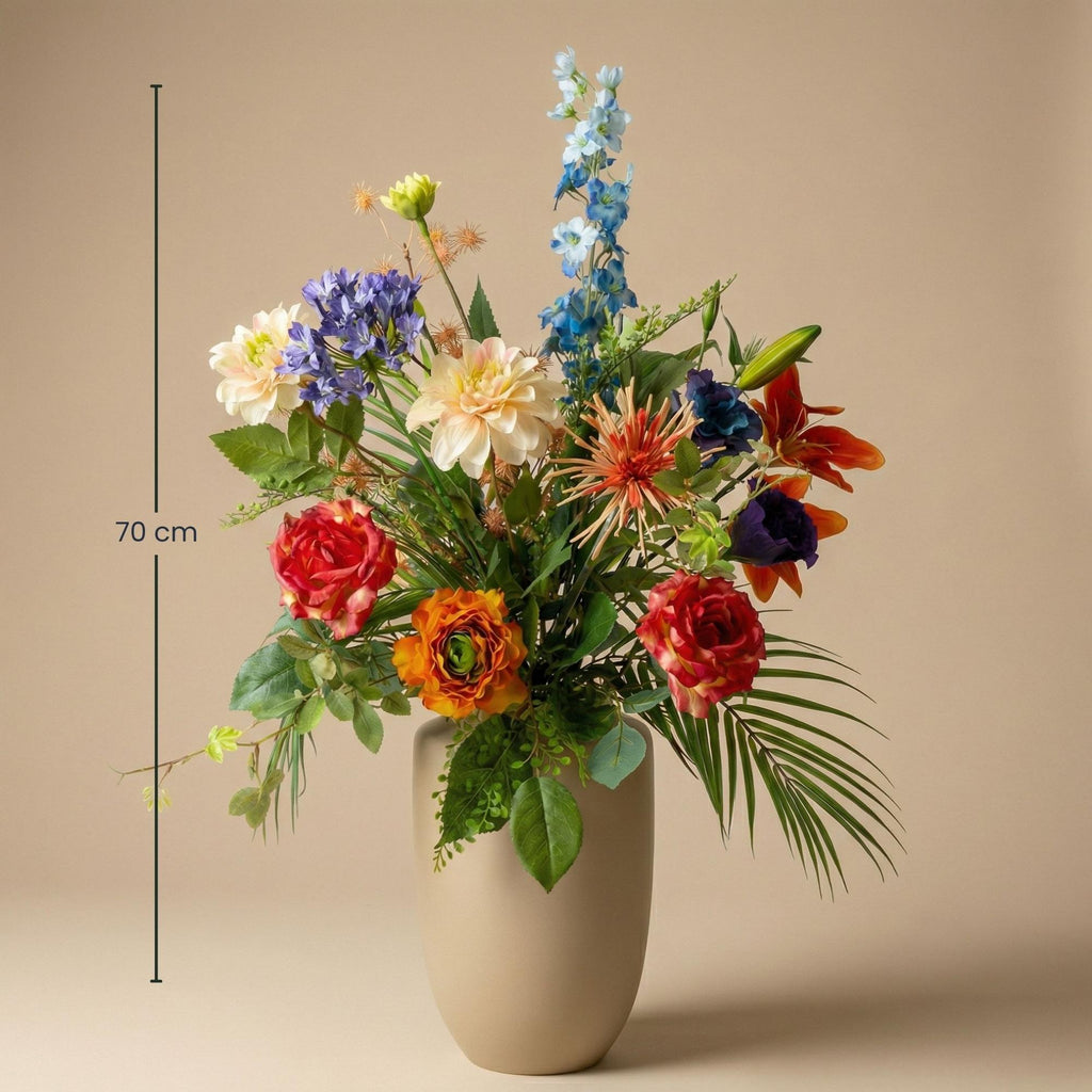 Kunstbloemen Boeket - Colorful Bloom Deluxe - Real Touch - 70 cm - 18 Stelen