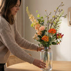 Kunstbloemen boeket - Amber Peach Deluxe - Real Touch - 12 stelen - ↑ 105 cm