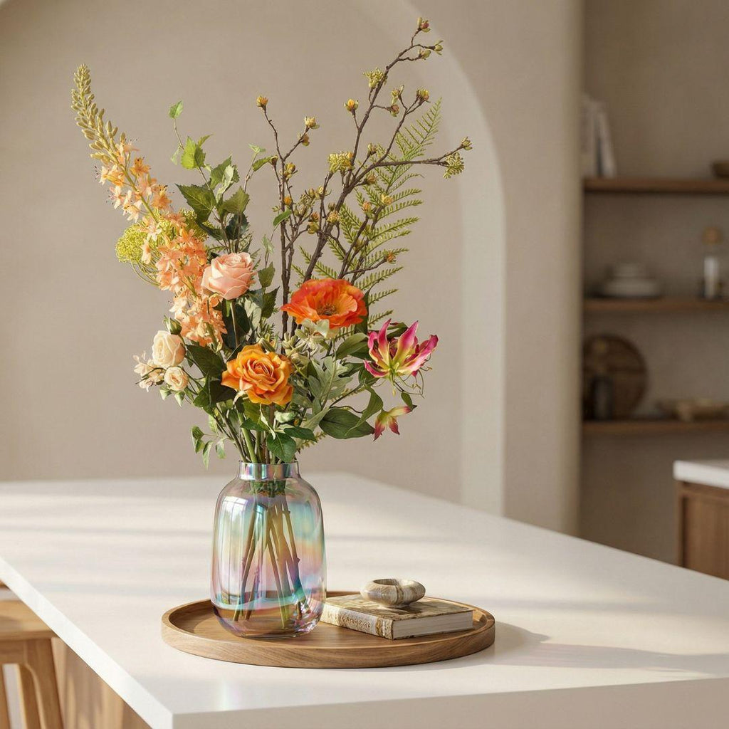 Kunstbloemen boeket - Amber Peach Deluxe - Real Touch - 12 stelen - ↑ 105 cm