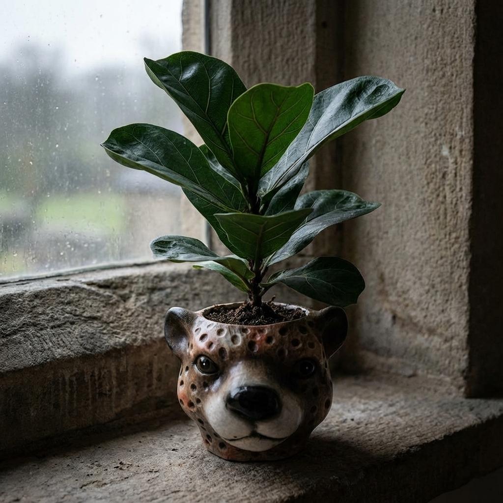 Planter Luipaard D12x9,5cm - Bruin - D12x9,5cm