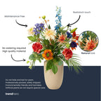 Kunstbloemen Boeket - Colorful Bloom Deluxe - Real Touch - 70 cm - 18 Stelen